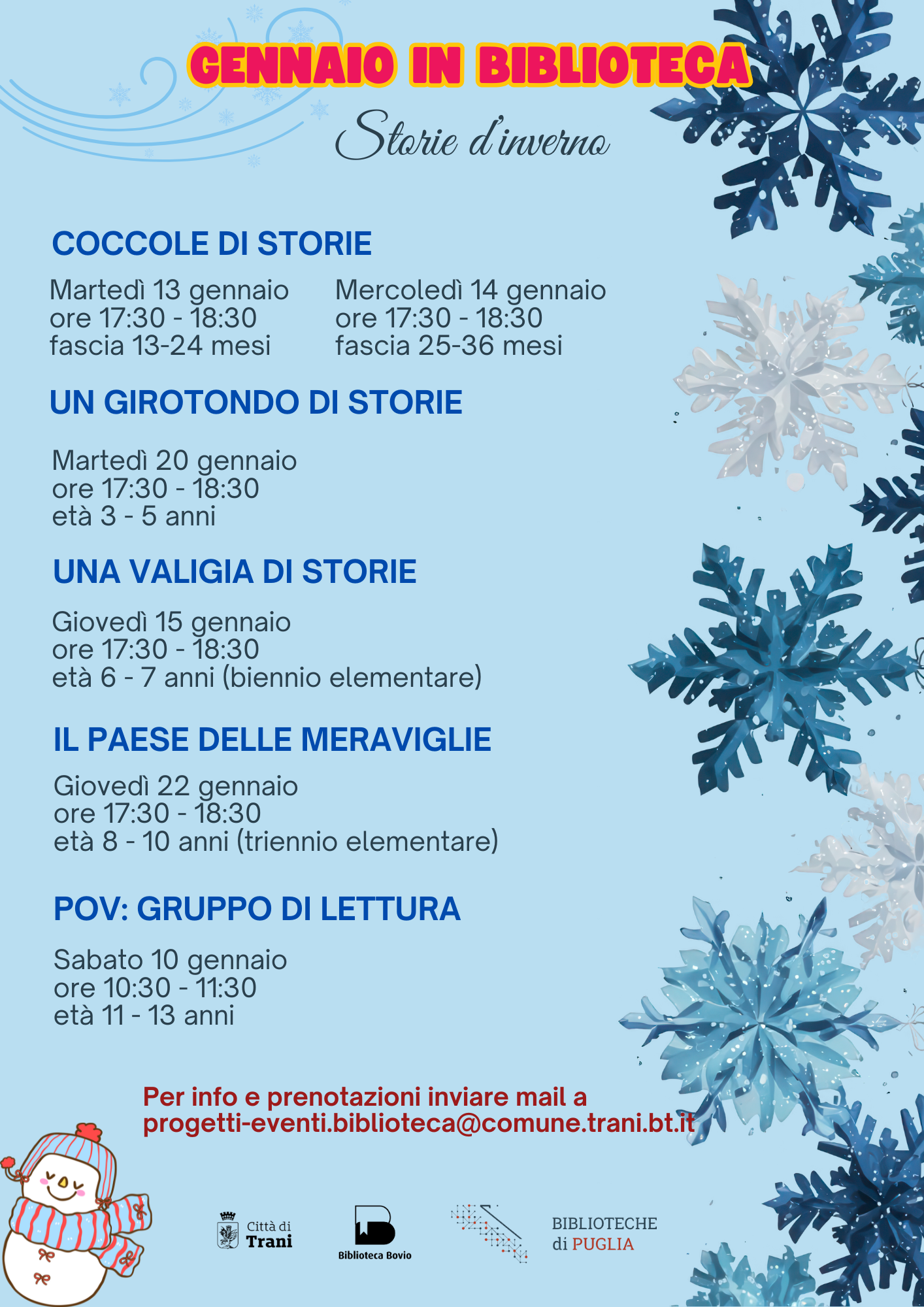 Attivit&agrave; di lettura! Appuntamenti del mese di GENNAIO