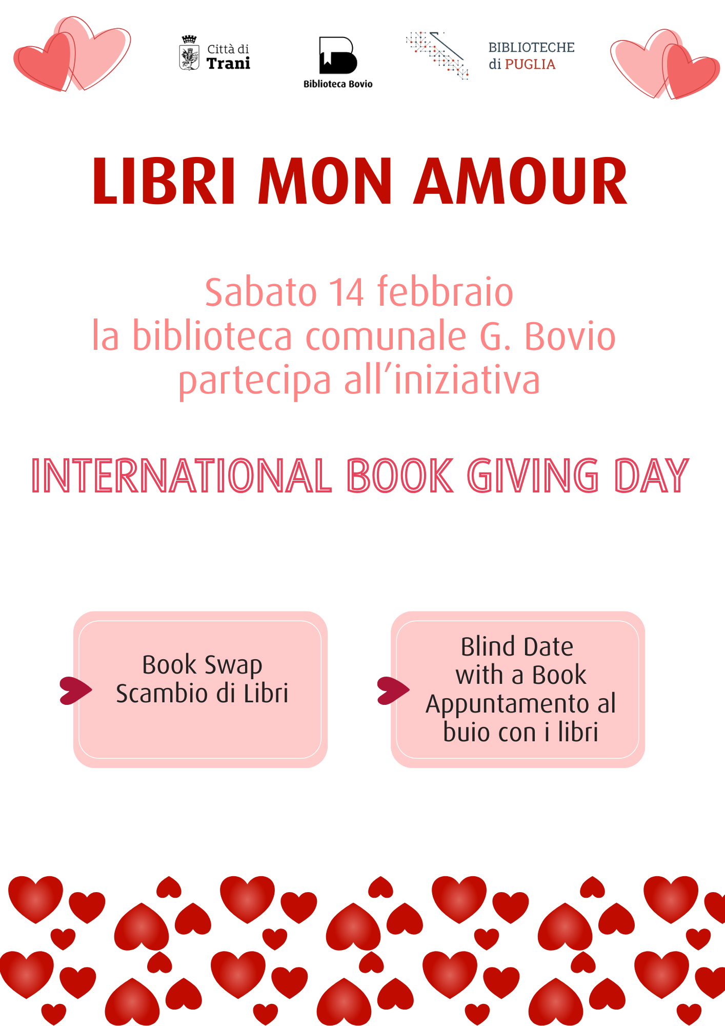 A San Valentino l'amore si legge. La Biblioteca Comunale celebra l&rsquo;INTERNATIONAL BOOK GIVING DAY