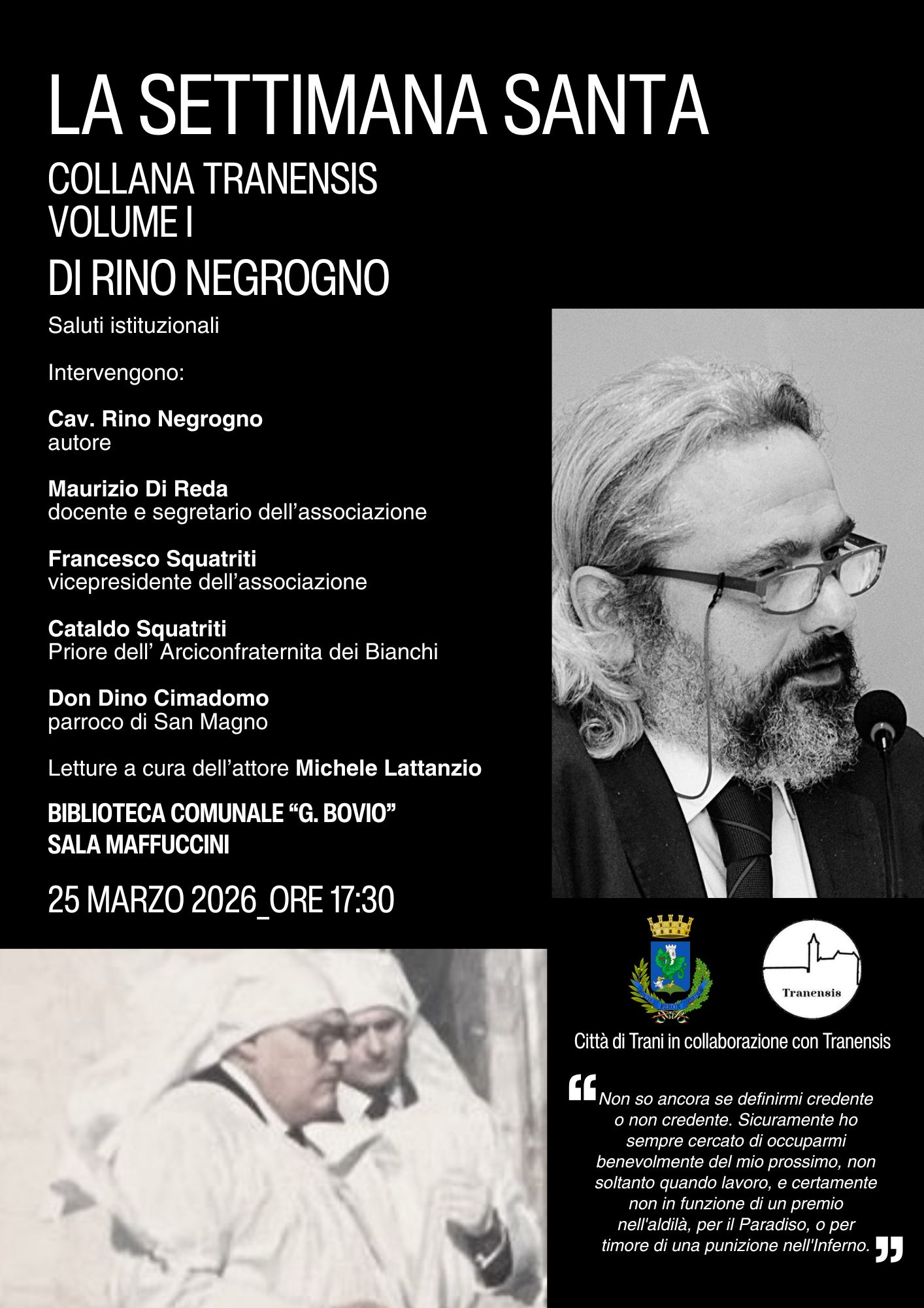 Presentazione del libro LA SETTIMANA SANTA di Rino Negrogno